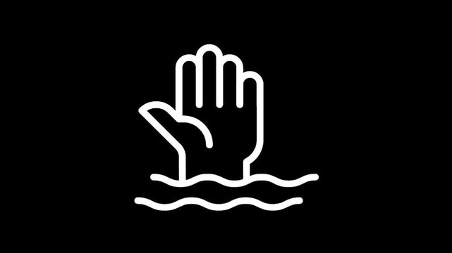 Drowning hand icon symbolizing distress, danger, and a desperate plea for help