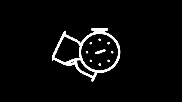 Icon of a stopwatch with a hand holding it, symbolizing time management and deadlines