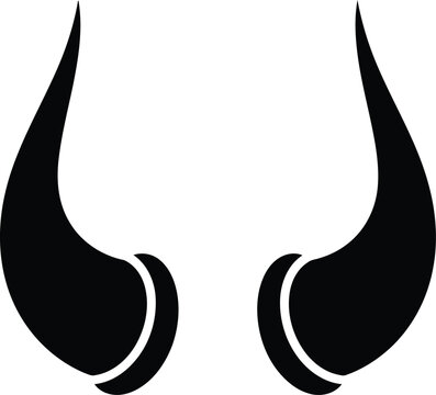 Black devil horns silhouette icon isolated on white background for graphic design and costume projects