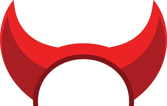 Red devil horns isolated icon for halloween costume party character design and spooky graphic art