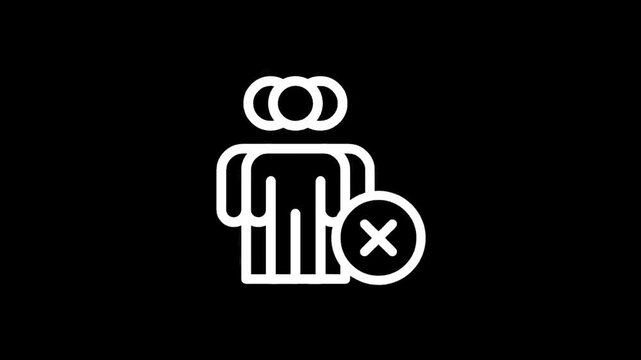 Icon representing a group of people with a cross mark indicating removal or exclusion