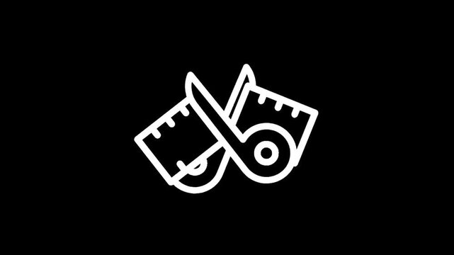 Icon of scissors cutting a measuring tape, symbolizing tailoring and precision in design