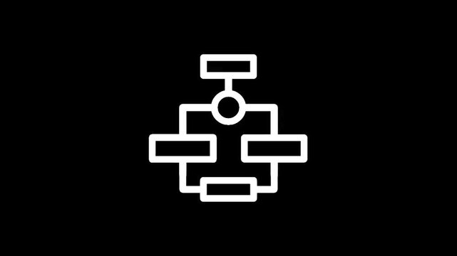 Simple flowchart icon representing a process or organizational structure on a black background