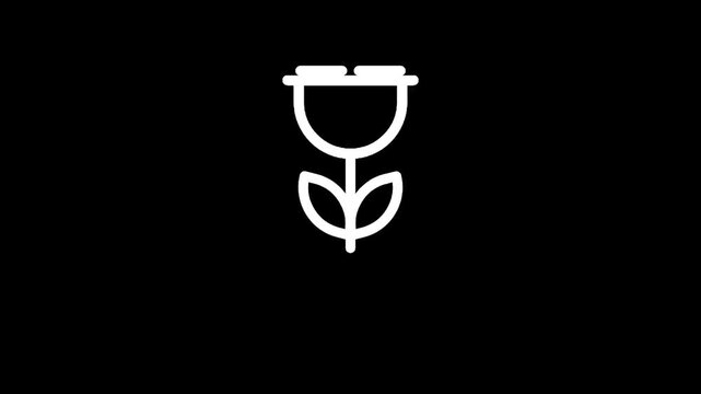 Green energy concept: electric plug shaped like a flower with leaves on a black background