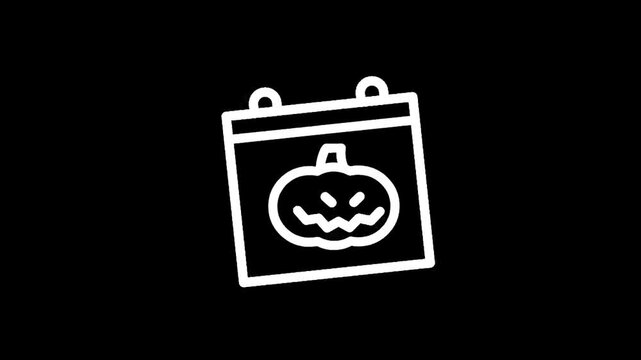 Halloween calendar icon with a carved pumpkin face on a black background
