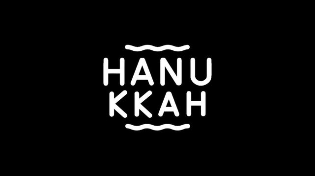 Modern minimalist white Hanukkah text logo design on black background
