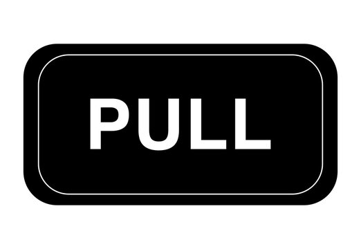 White PULL door sign icon, minimalist rectangular sticker design