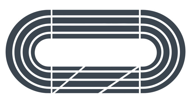 Simple illustration of a running track viewed from above in dark blue