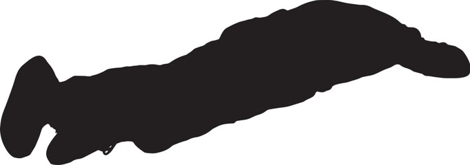 vector, silhouette of  a man lying face down on the ground with his legs outstretched © Curto
