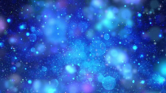 The Magic of the Starry Night Sky and the Glow of Fireflies. abstract blue background with bokeh. Glittery abstract pattern background. Sparkling Christmas lights