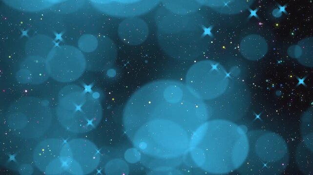 Fond abstrait paillet&eacute; avec des particules bleues en boucle et effet bokeh ; &Eacute;clairage bleu