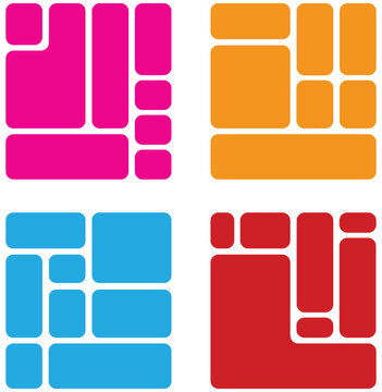 Minimal bento grid template with rounded corners, Clean bento grid layout for UI, photo collage frames and vector illustration design.