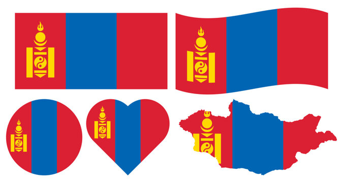 Collection of Mongolia Flag Asian Country