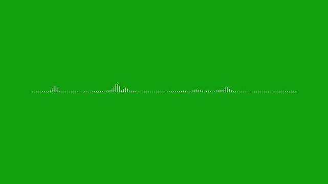 Dynamic white audio visualizer Music sound wave animation, Sound wave animated audio waveform spectrum animation, Abstract music audio wave waveform sound overlay on green background. 4K