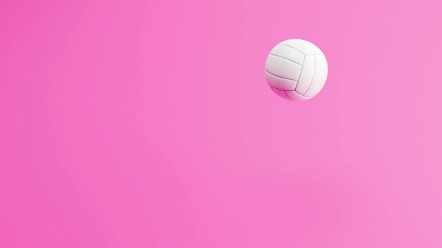 Volleyball Bouncing on Pink Background with Copy Space, Seamless Loop 3D Animation
