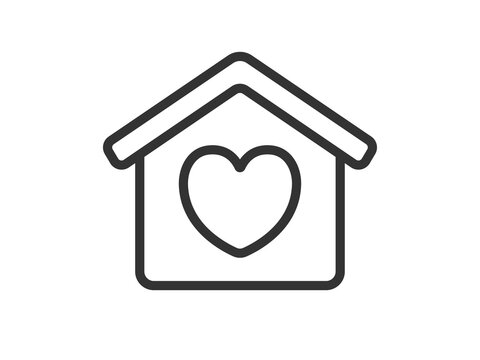 温かい我が家・安心の住まいのアイコン（線画）のイラスト