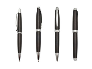 Fototapeta premium Collection of four elegant black and silver professional writing pens, perfect for business and executive use.