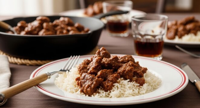 Hearty beef stew with mashed potatoes a comforting and delicious home cooked meal