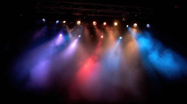 Stage lights with smoke