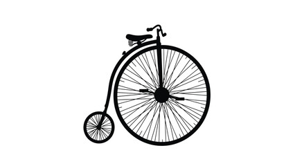 Naklejka premium Black silhouette of a vintage penny farthing bicycle with large front wheel on white background