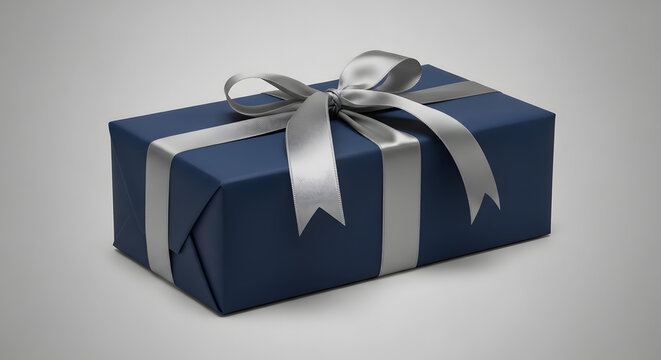 White gift box with ribbon bow for holiday celebration and surprise present
