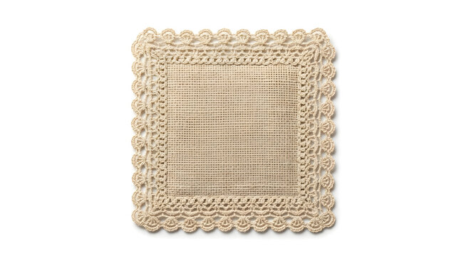 Beige fabric swatch samples isolated vintage frame design with golden antique texture border