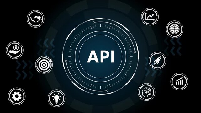API Application Programming Interface Software Integration Technology Concept Animation.