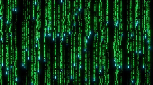 Intricate Array of Code Cascading Downwards. Green E-Commerce Background. Seamless Loop.
