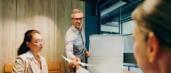 Experienced leader conducts strategy session in contemporary office setting