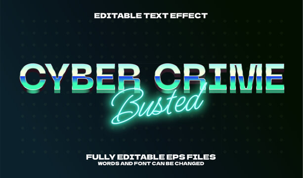Futuristic Cyber Crime Busted Text Effect with Neon Glow and Metallic Finish