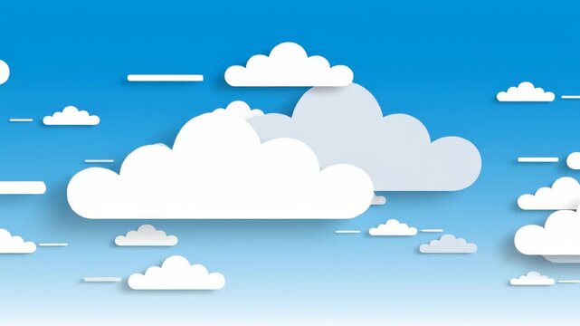 Stylized Clouds Floating in a Bright Blue Sky.