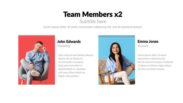 Team Members x2 &ndash; Corporate Team Presentation, Employee Profiles and Staff Introduction Animation, Modern Business Infographic for Company and Marketing Showcase