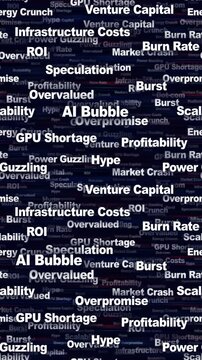 AI BUBBLE Seamless Endless Keywords Animation, Background, Loop
