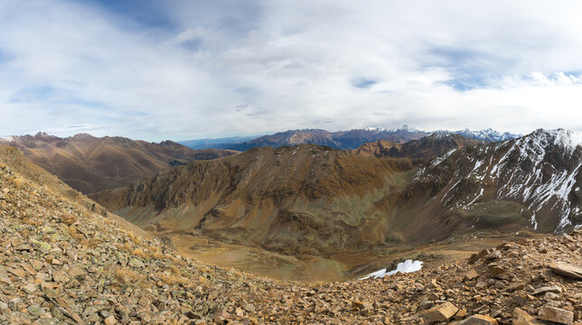 View of Caucasus mountains in autumn