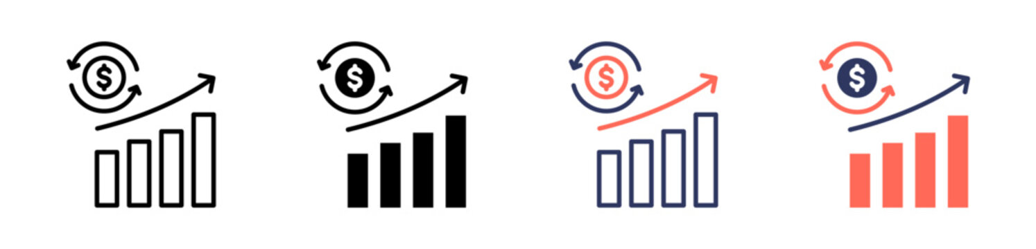 roi icon set multiple style collection