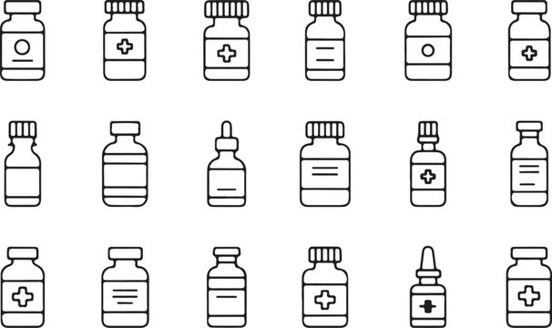 A collection of various medicine bottles and vials