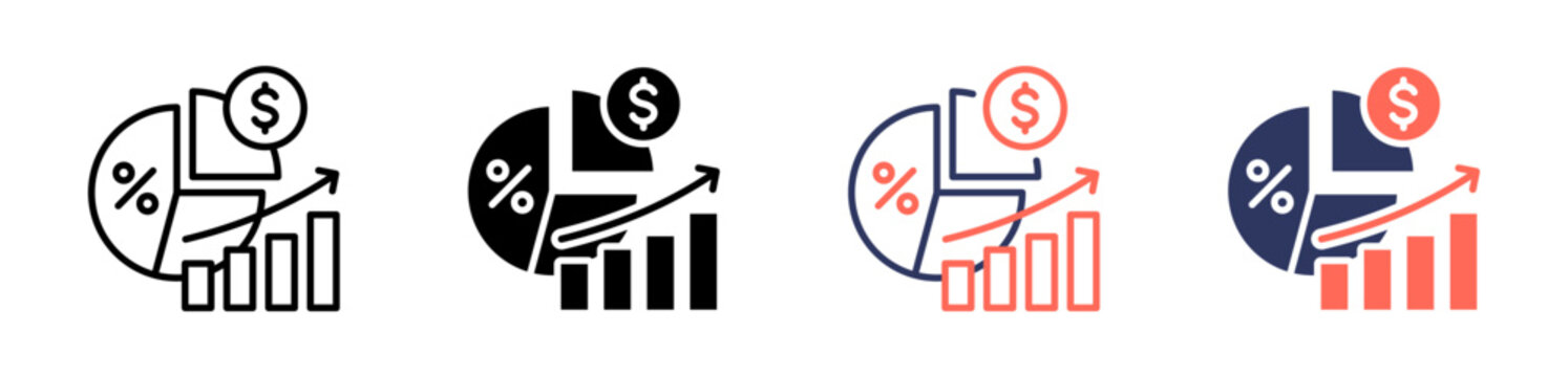 profit margin icon set multiple style collection