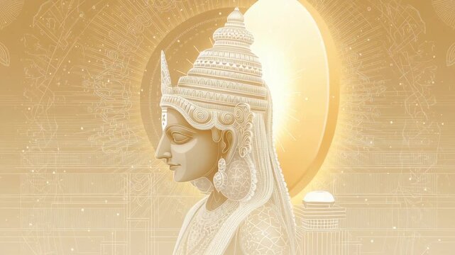 Elegant Digital Illustration of Lord Venkateshwara with Traditional Crown and Sacred Aura in a Divine Artistic Style