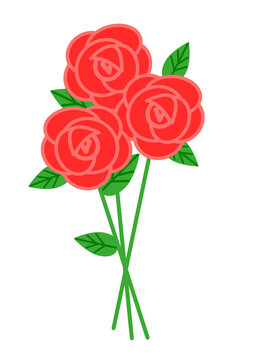 感謝と愛の赤いバラの花束 記念日・贈り物用イラスト