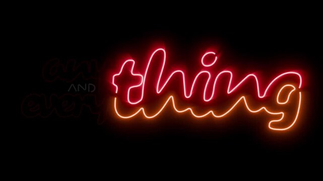 Anything and everything glowing neon sign seamless loop animation on uniform background for easy blending