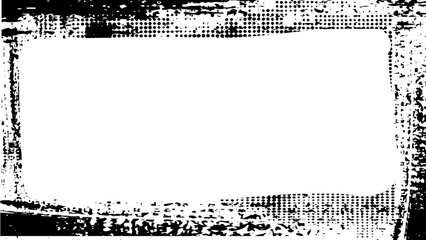 Obraz premium Black Ink Frame Border with Worn Texture Overlay. Halftone Pattern Frame with Grunge Texture
