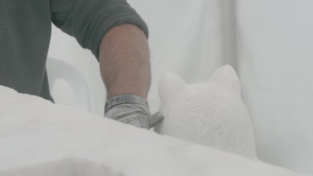 Marble Sculpture Creation Process Close Up View