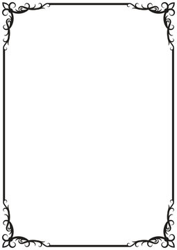Elegant Ornament Frame with Floral Corner Decoration Border for Certificate