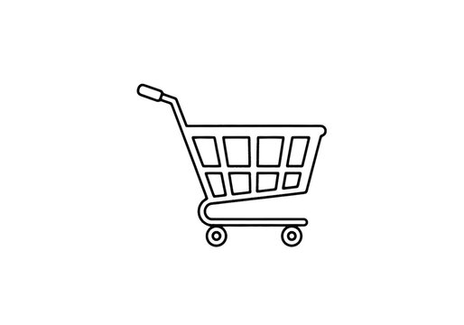 Shopping cart icon for ecommerce and online store ui, minimalist vector symbol