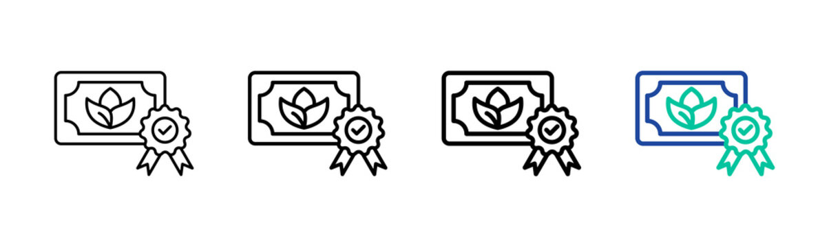 Green Certificate Icon Collection Different Style Outline