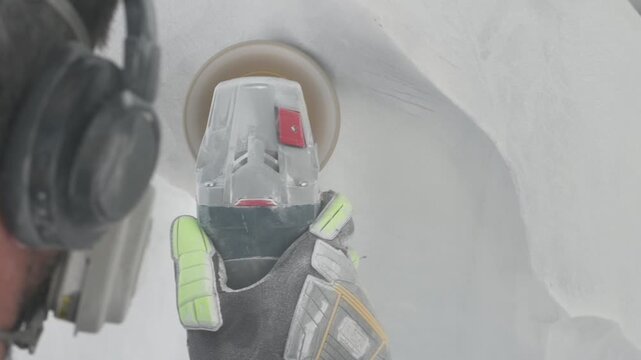 Sculptor Hand Carving Marble Texture Close Up
