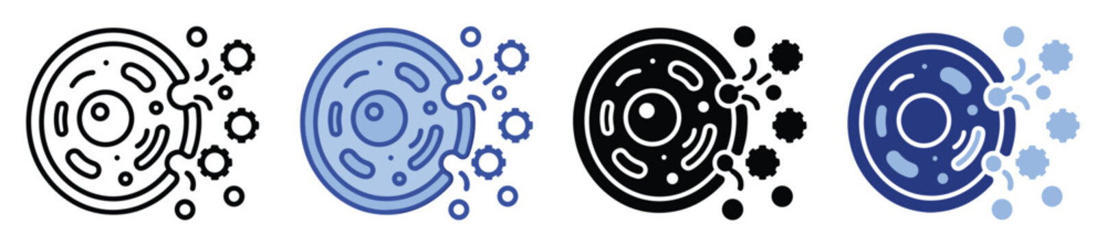 Cellular organism icon showing biological interaction and membrane dynamics, perfect for educational materials, scientific diagrams, and medical technology infographics.