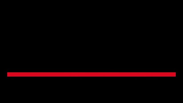 A vibrant red line stretches horizontally across a black and white background