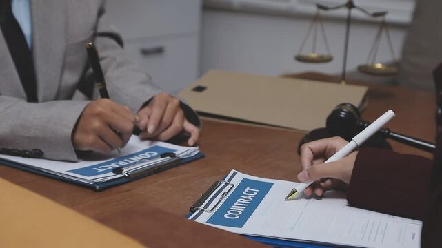 Law theme, mallet of the judge, law enforcement officers, evidence-based cases and documents taken into account.