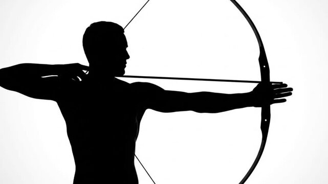 silhouette of a person pulling draw the bow video